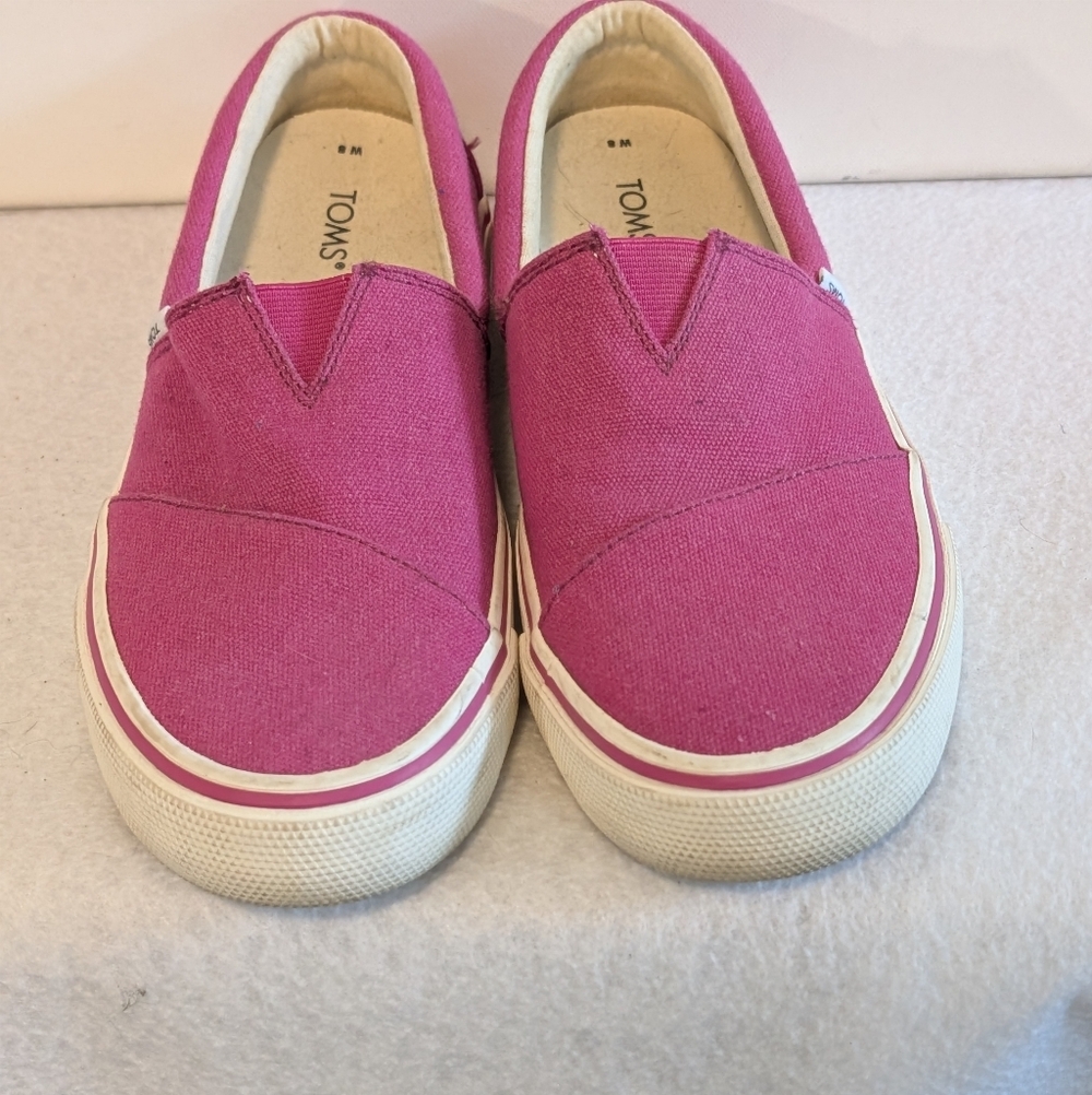 TOMS Pink Canvas Slip On Sneakers Womens Size 8 Casual Skater Shoes - Picture 2 of 6
